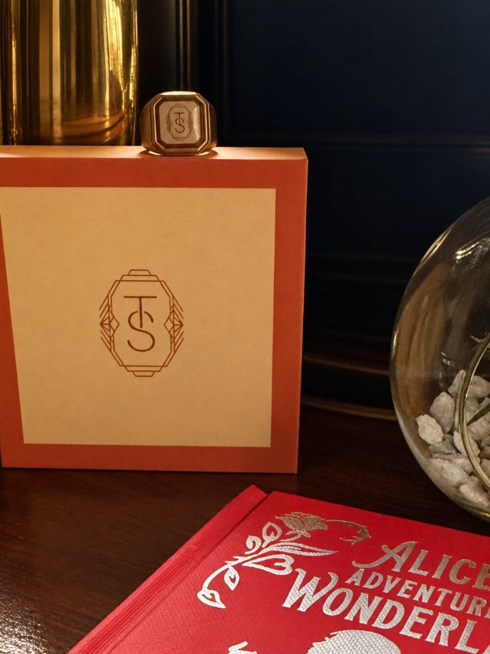 Taylor Swift Official Life of a Showgirl signet ring with burnt orange TS logo 6